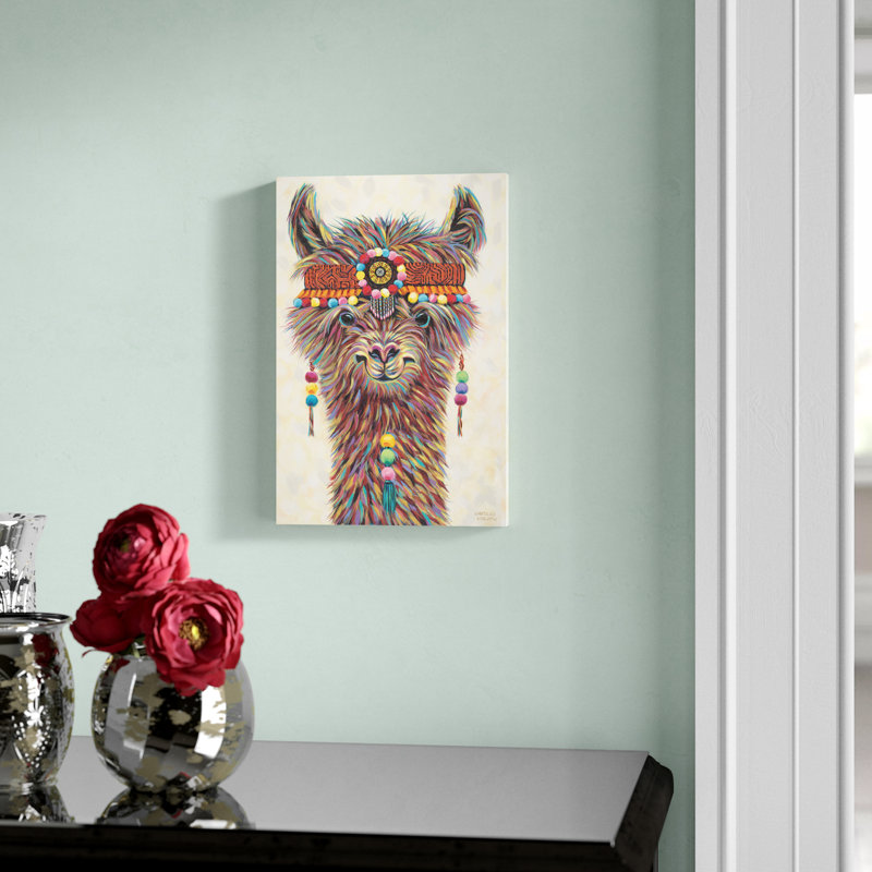 Hippie Llama II by Carolee Vitaletti - Wrapped Canvas Painting, 66.04 cm H x 45.72 cm W x 1.91 cm D