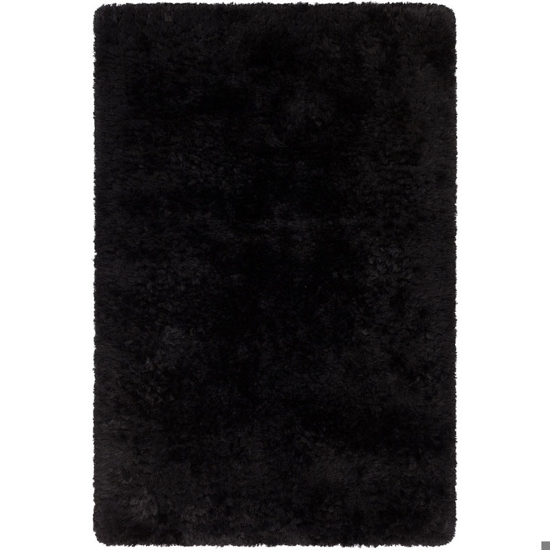 Tapis Joellen authentique tissé à la main, à poils longs et épais, design classique moderne, en polyester shaggy, Violet