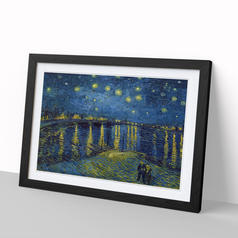 Starry Night over the Rhone Vol.1 by Vincent Van Gogh - Picture Frame Painting, 48cm H x 65cm W x 2cm D, Black