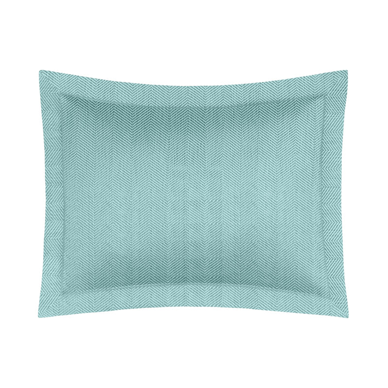 Taie décorative à motif de chevrons en lin Zebra, Standard, Turquoise