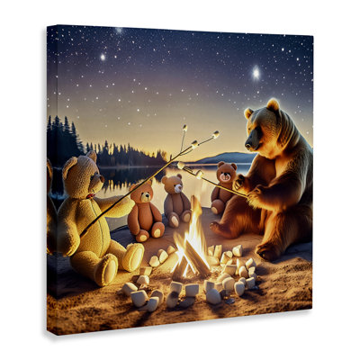 Fireside Friends Bear Canvas Wall Art by Alina Georgescu bp-797_CN
