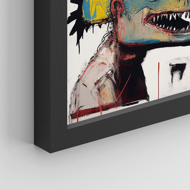 Reproduction de 4 pièces rétro rétro et antique, dinosaure Basquiat, H 16 po x l 12 po, Noir