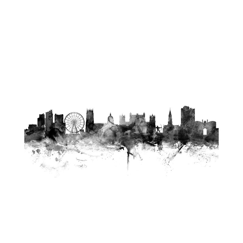 Nottingham, England in Black and White by Michael Tompsett - 1 Piece Wrapped Canvas Wall Art, 20.32 cm H x 30.48 cm W