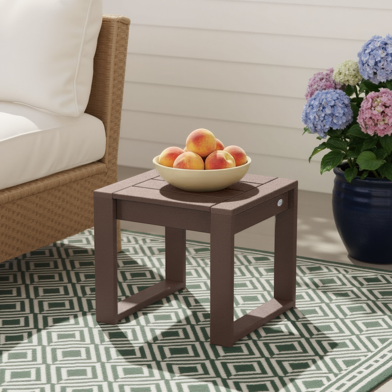 POLYWOOD® Edge 20" Patio Side Table, 17.5"H x 20"W x 20"L, Dark Brown