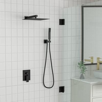 Système de douche à pluie haute pression 12 pouces avec pomme de douche à main