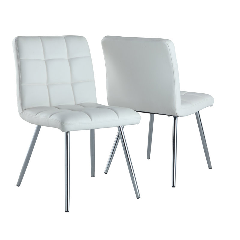 Lettunich Dining Chair Side, Upholstered, Kitchen, Dining Room, Pu Leather Look, White
