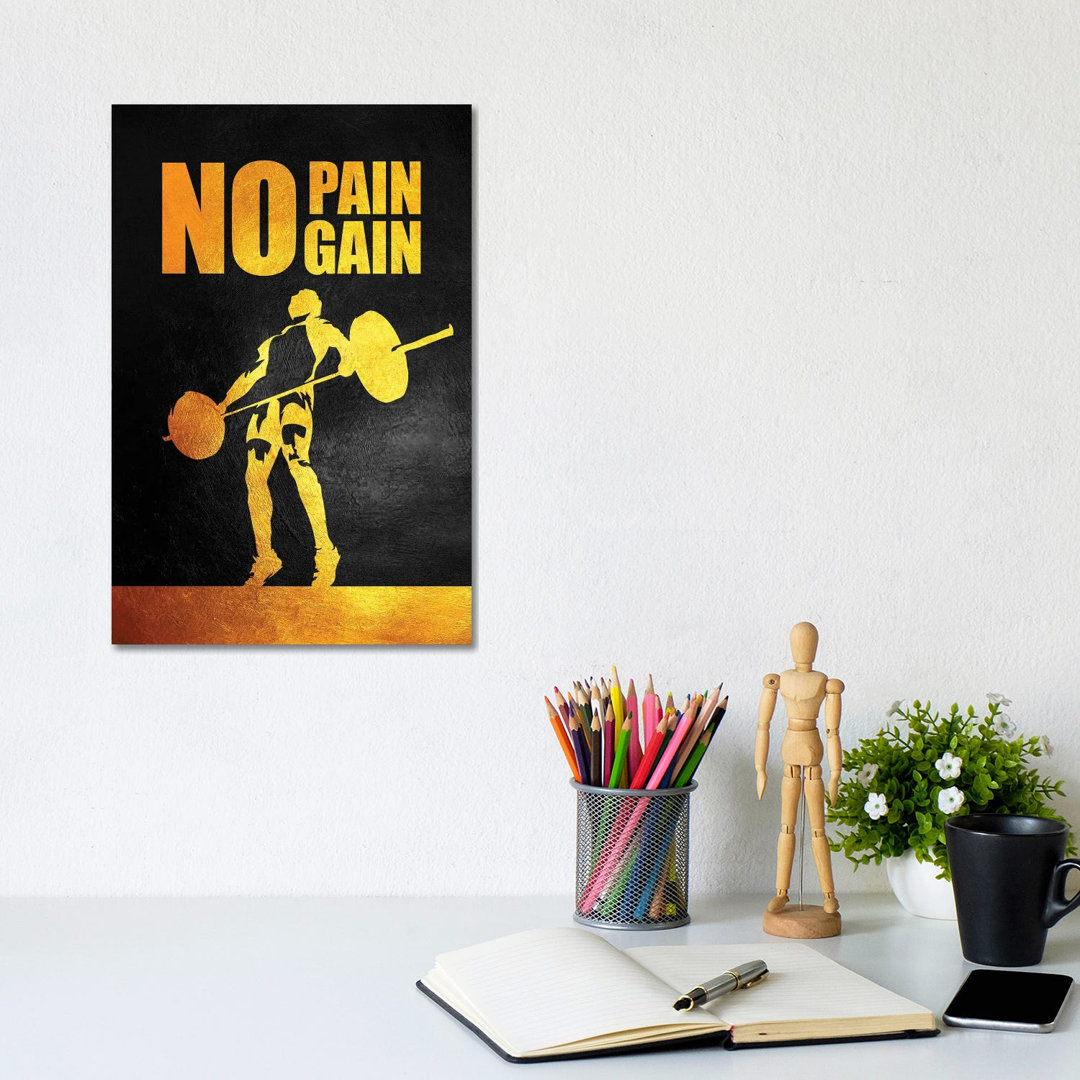 No Pain No Gain - Gym Edition by Adrian Baldovino - Wrapped Canvas Print