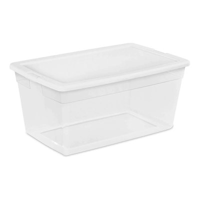 Sterilite Storage Box, Stackable Bin with Lid, Plastic Container to Organize Shoes and Crafts on Closet Shelves