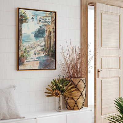 «Coastal Greeting V1», reproduction d'art encadrée sur toile par Azure Artisanal Studio