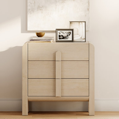 Grande table de bout en bois de 31,5 po avec rangement et profil incurvé, table de chevet moderne Mid-Century avec tiroir pour chambre à coucher, salon, canapé