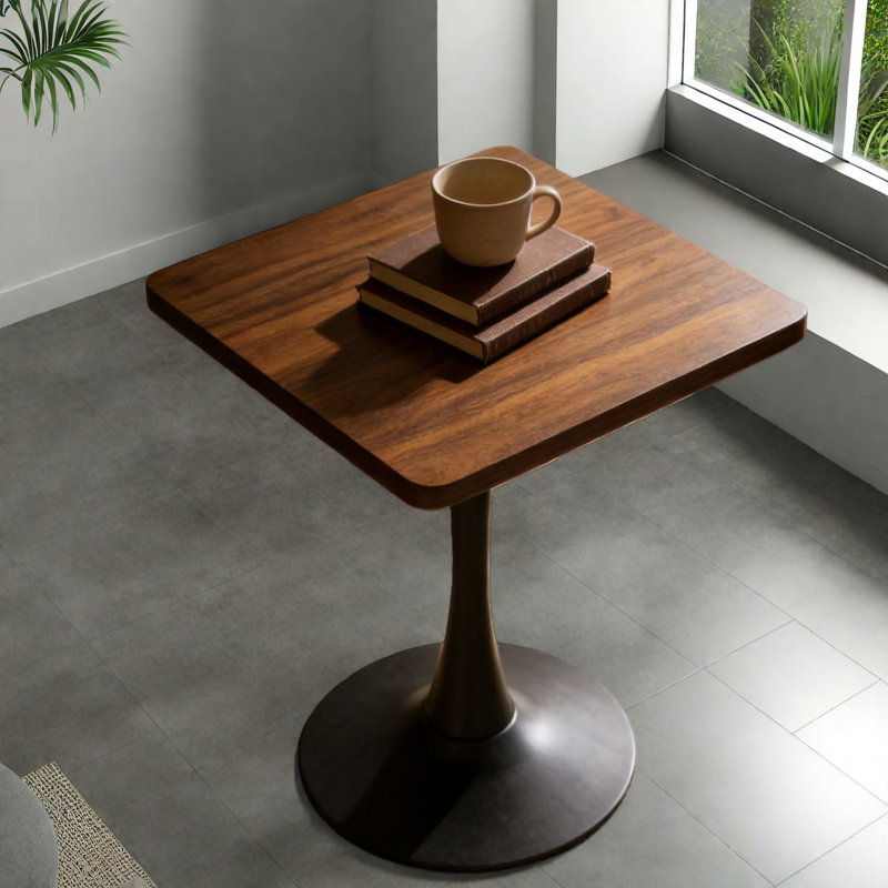 Tables de salle à manger compactes en MDF noyer, piédestal moderne pour cuisines et petits espaces