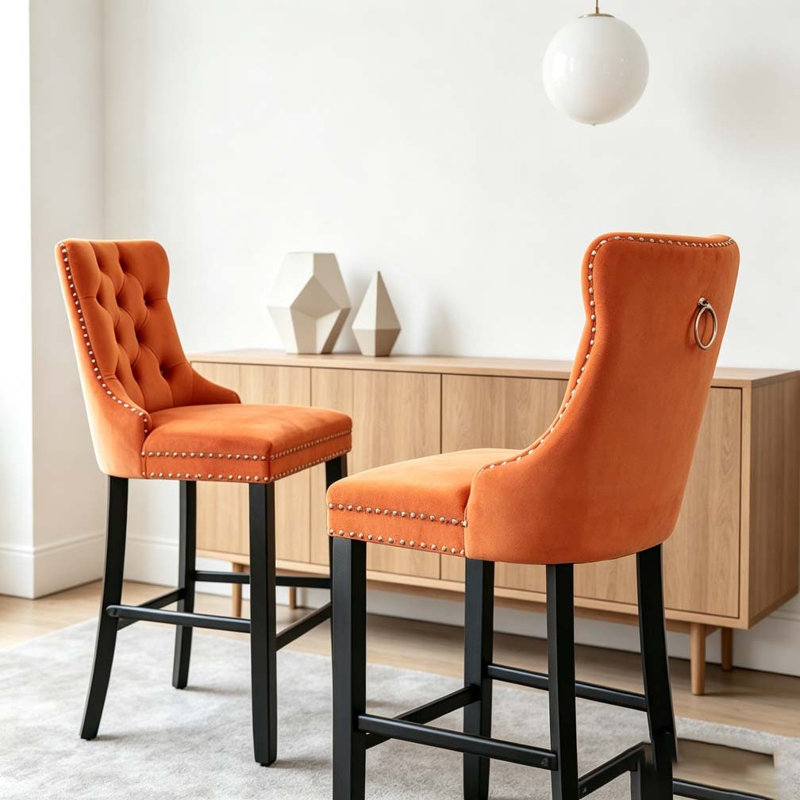 Chaise de salle à manger rembourrée moderne, Orange