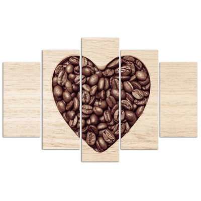 Heart coffee 5 Piece Wall Art on Canvas