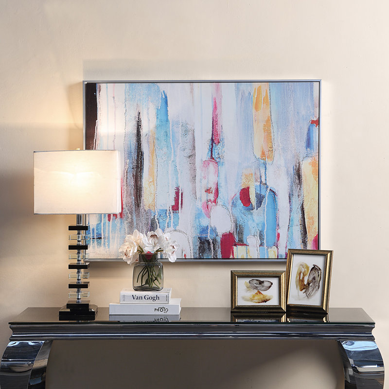 Art mural moderne moderne encadré 39 x 30 pouces pour un décor polyvalent, Cadre argenté, H 30 po x l 39 po x P 1,4 po