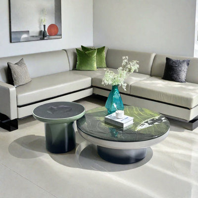 Avocado Green Marble Coffee Table
