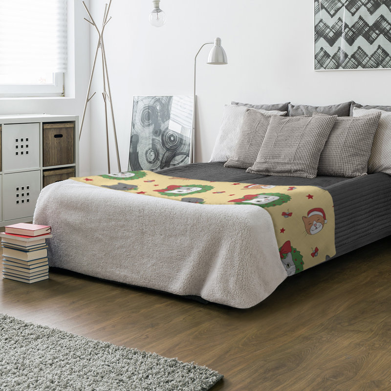 Sewn Throw Blanket, 60" W x 80" L, Beige/Red