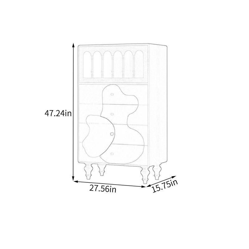 Armoire de rangement avec quatre tiroirs et une porte