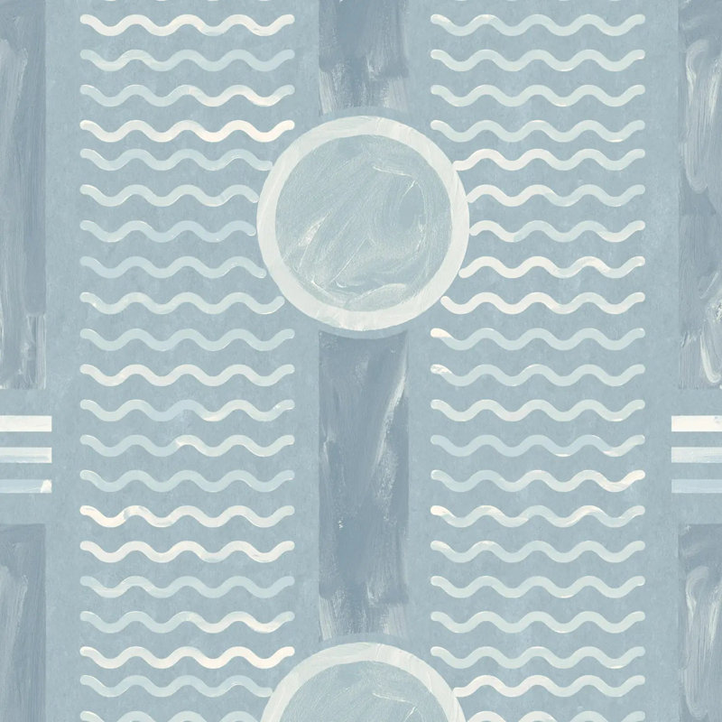South Beach Facade - Wallpaper, Faded Blue, Premium Paper