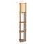 Lampe sur pied à tablette pour chambre à coucher / salon, bois naturel avec abat-jour long