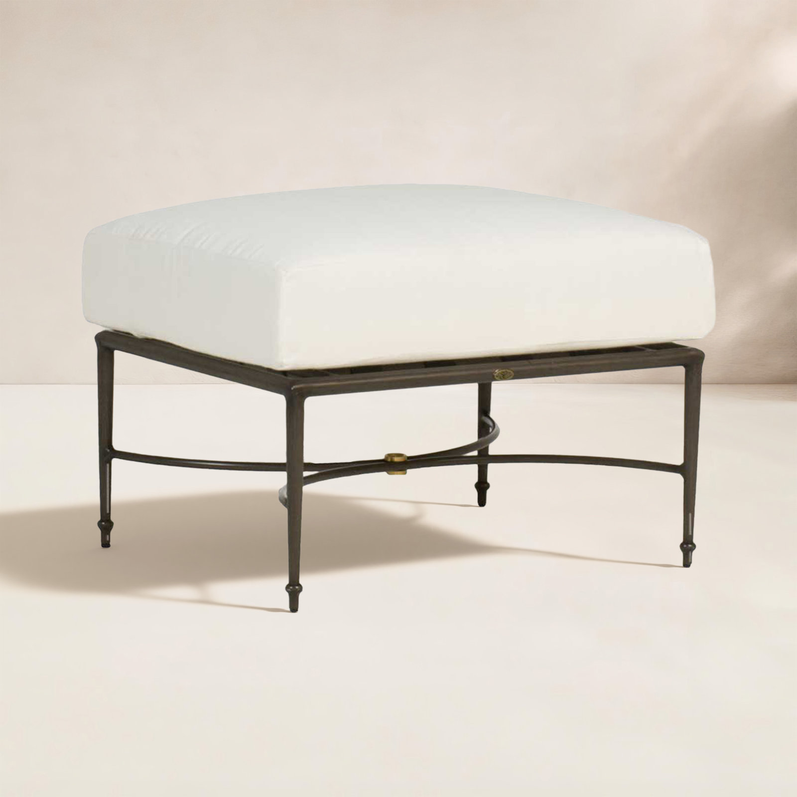 Roma Sunbrella® Patio Footstool, No Welt, Natural White