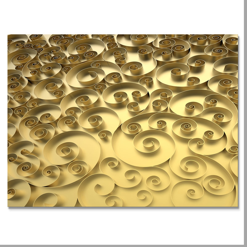 3D Golden Curly fond - impression sur toile tendue, H 20 po x l 40 po x P 1po