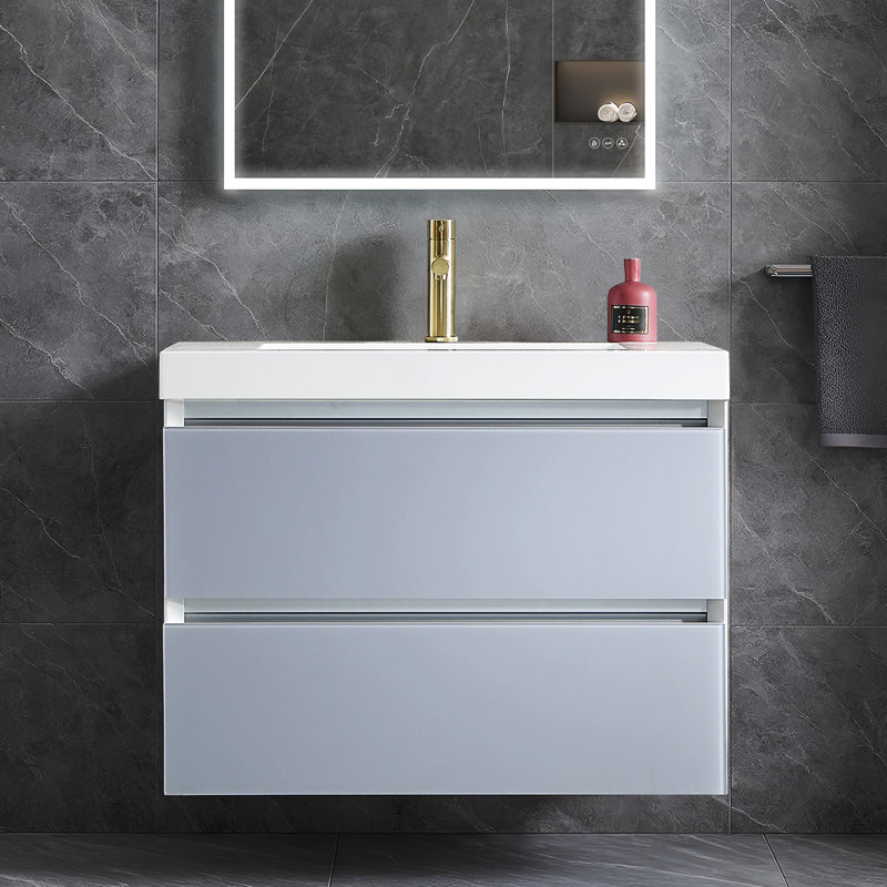 Fahriye 30'' Single Bathroom Vanity with Acrylic Top, Light Gray