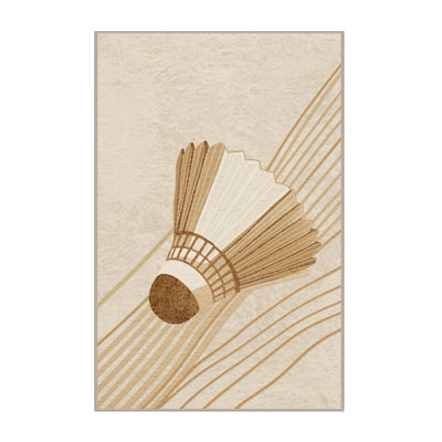 Machine Washable Paxton Badminton Olympic Minimalist Rug in Beige – Beige Binding