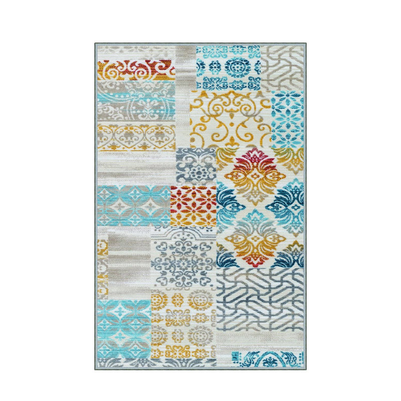 Stylish Hall Carpet (3.3 x 6.6 ft), 100% Polyester, 0.3 in Pile Height | Antibacterial, Non-Slip PVC Felt Dot Underside | Machine Washable, 3D Digital Print, Durable & Easy to Clean | Perfect for Entryway & Living Areas