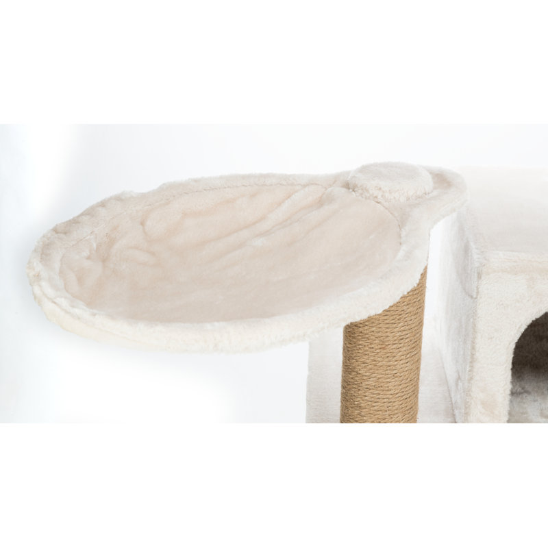 Federico 56" Beige Sisal and Polyester Cat Tower with Hammock