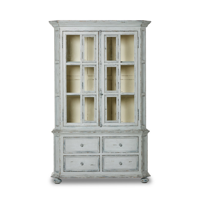 Loami China Cabinet, Distressed Gray Blue Veneer