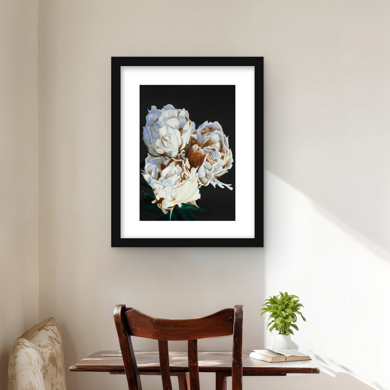 Blooming pivoines - reproduction encadrée pour la chambre à coucher, H 20 po x l 16 po, Noir