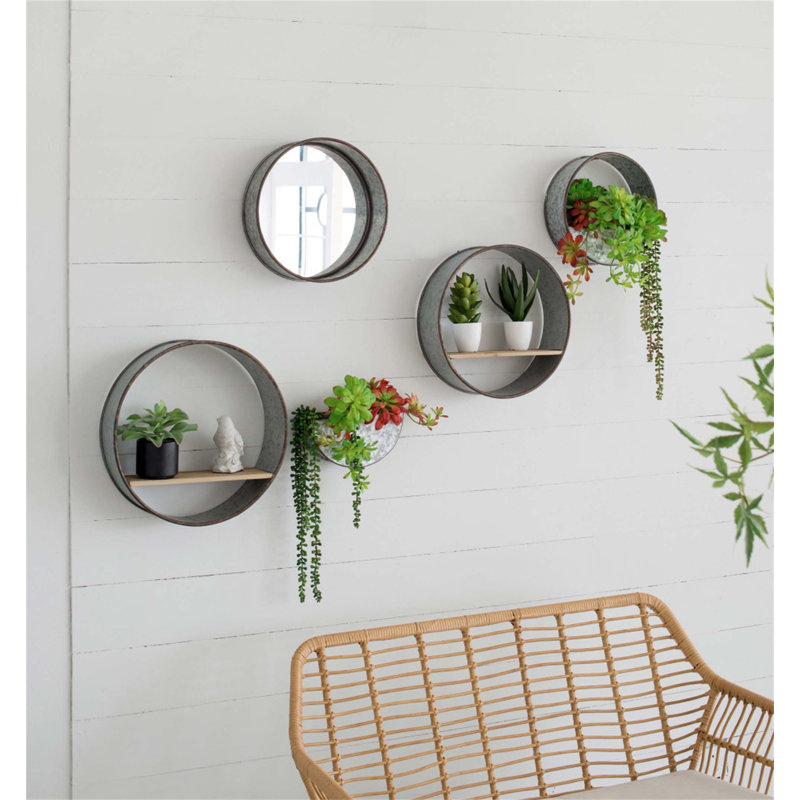 Pot à fleurs mural rond en métal Farmhouse, 5 pièces