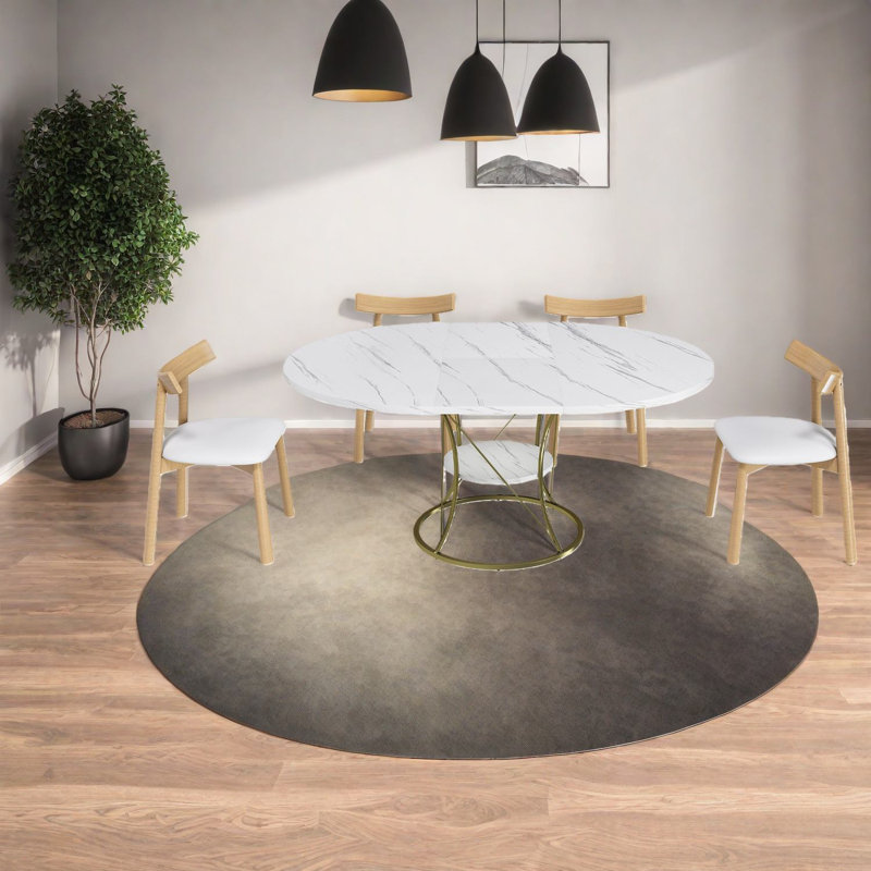 Ebern Designs Modern Extendable Dining Table Set With Marble Finish And ...