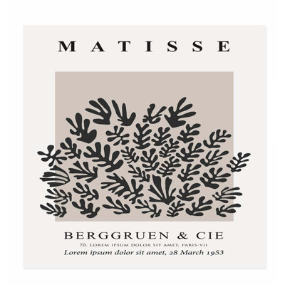Abstrait matisse noir et beige, reproduction d'art moderne sans cadre Mid-Century