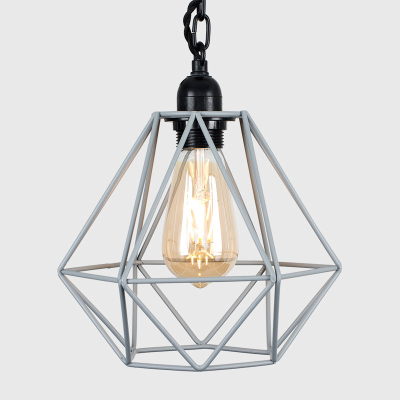 Harp 1 - Light Satin Black Geometric Pendant, Grey, Yes