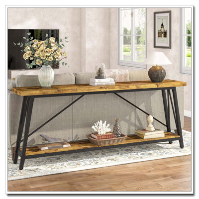 Industrial Extra-Long Console Table for Hallway Living Room