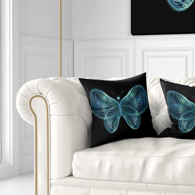 Coussin à imprimé floral papillon bleu clair