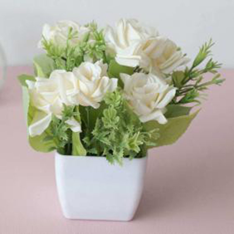 Centre de table Roses en pot, Blanc