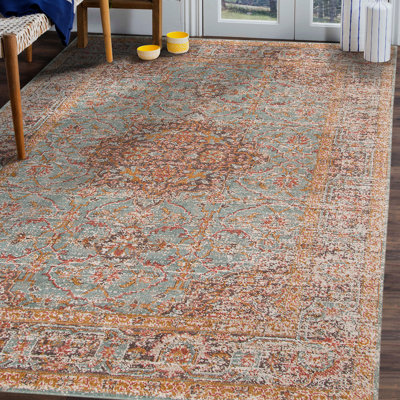 Tapis bleu marine / moutarde Botolphus