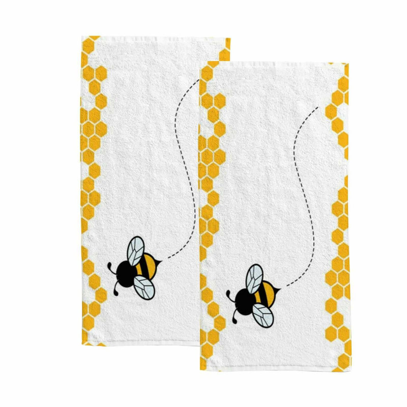 BuzzBee SoftTouch Towels - Set of 2, Fast Absorbent, 30x15 Inch, Cute Honey Bee Design, Perfect for Bathroom & Kitchen