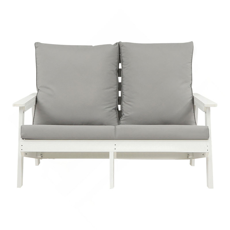 Causeuse avec coussin, canapé de jardin d'extérieur en grain de bois