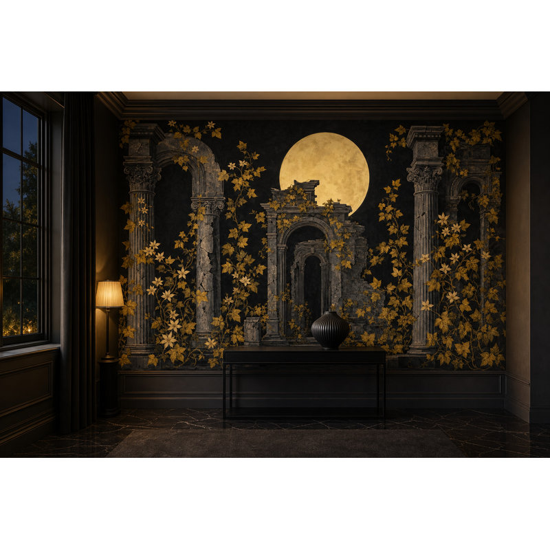 Murales ruines au clair de lune, 100 po x 96 po, Peel and Stick
