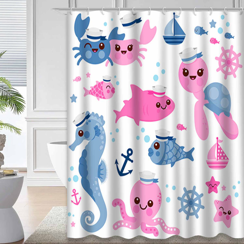 Rideau de douche bébé avec 12 crochets, L 72 po x l 72 po