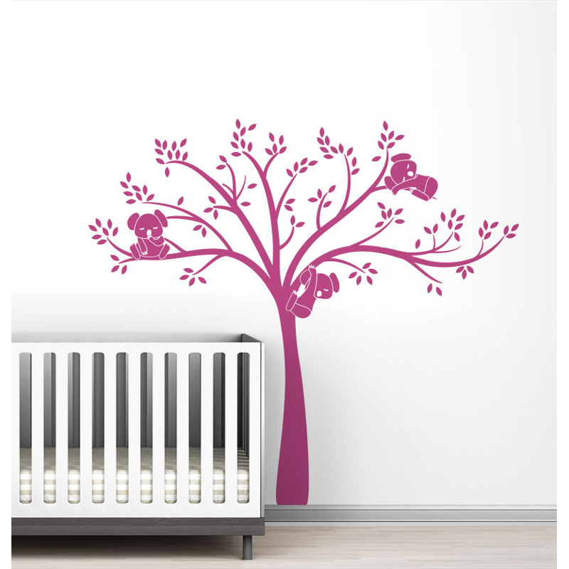 Décalcomanie murale monochrome modern Koala Cuteness, Rose foncé