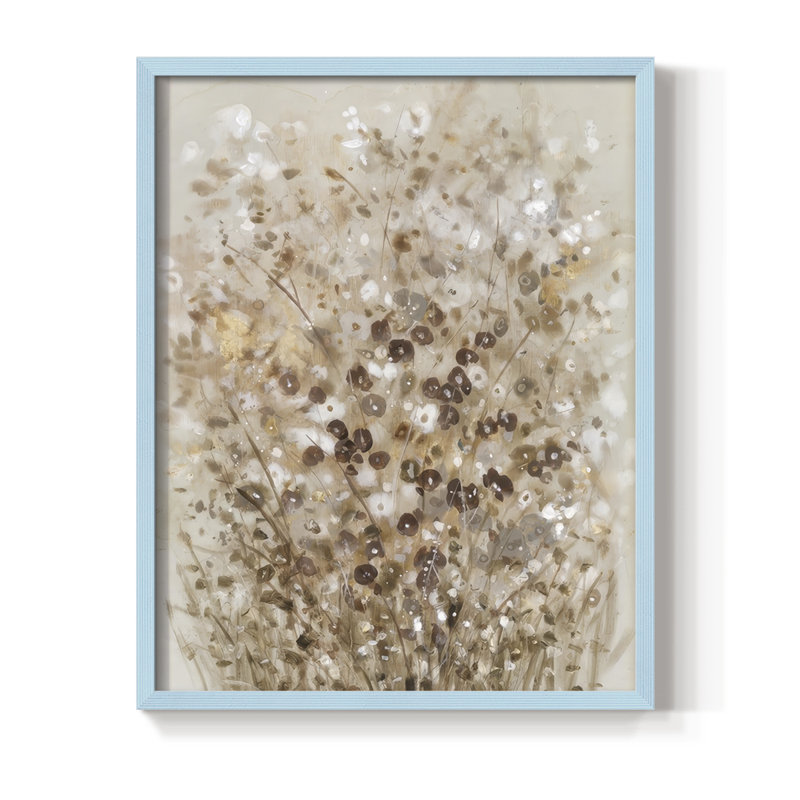 «Flourish I», reproduction encadrée - bois massif, Bleu, H 21 po x l 17 po