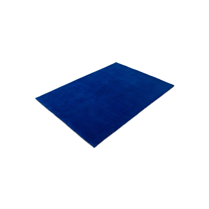 Solid Colour Wool Hand Woven Area Rug, Rectangular 40 x 60 cm, Blue / White / Grey