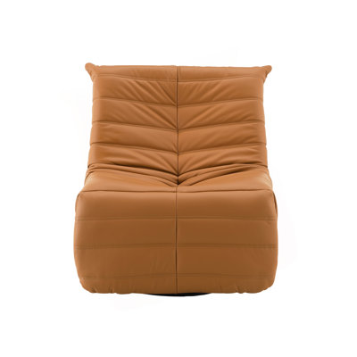 Talmon Orange Synthenic Leather Glider Recliner With Swivel
