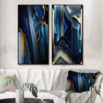 «Abstract Geode Geometric Blue», 2 pièces