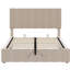 Lit rembourré beige avec rangement hydraulique robuste - Conception confortable