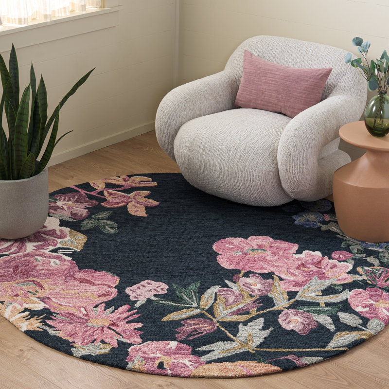 Jardin Hand Tufted Wool;Cotton Floral Indoor Rug, Round 6'